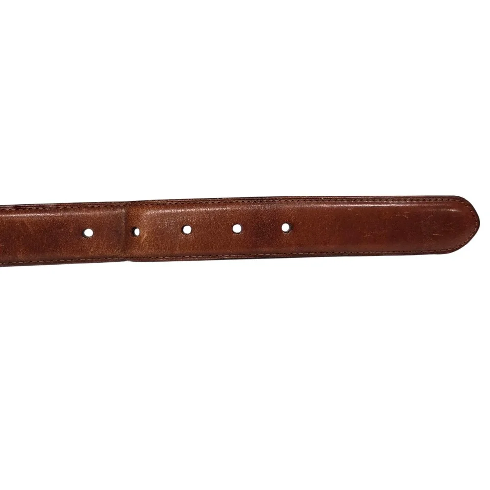 Vtg Polo Ralph Lauren Leather Belt Mens 40 Brown Silver Buckle 405191717 Classic